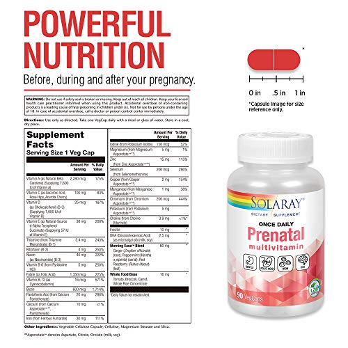 Solaray Once Daily Prenatal Multivitamin with Iron & DHA | Mornin...