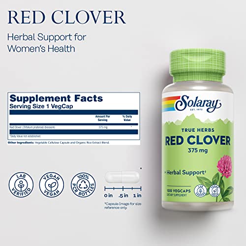 SOLARAY Red Clover Blossom, Veg Cap Btl-Plastic 375mg | 100ct