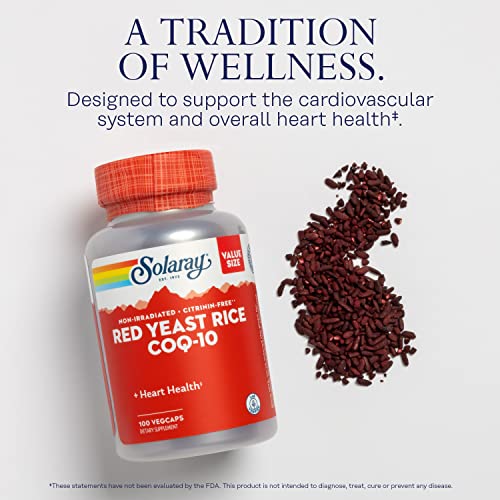 SOLARAY Red Yeast Rice Plus CoQ-10 & No-Flush Niacin Vitamin B-3,...