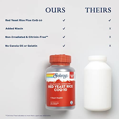 SOLARAY Red Yeast Rice Plus CoQ-10 & No-Flush Niacin Vitamin B-3,...
