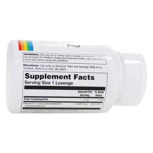 Solaray Vitamin B-12 5000mcg Lozenges | Natural Cherry Flavor | H...