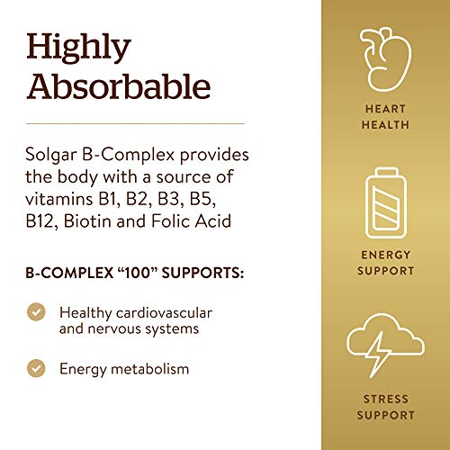 Solgar B-Complex 100, 100 Vegetable Capsules - Heart Health - N...