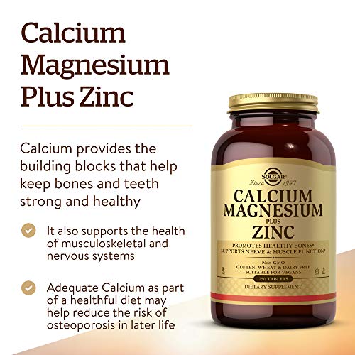 Solgar Calcium Magnesium Plus Zinc, 250 Tablets - Promotes Health...
