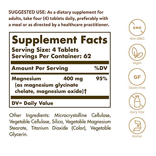 Solgar Chelated Magnesium, 250 Tablets - Supports Nerve & Muscle ...