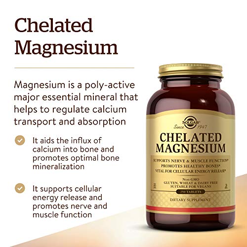 Solgar Chelated Magnesium, 250 Tablets - Supports Nerve & Muscle ...