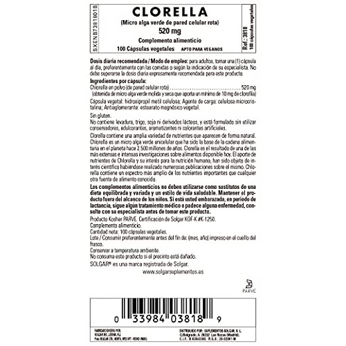 Solgar Chlorella, 100 Vegetable Capsules