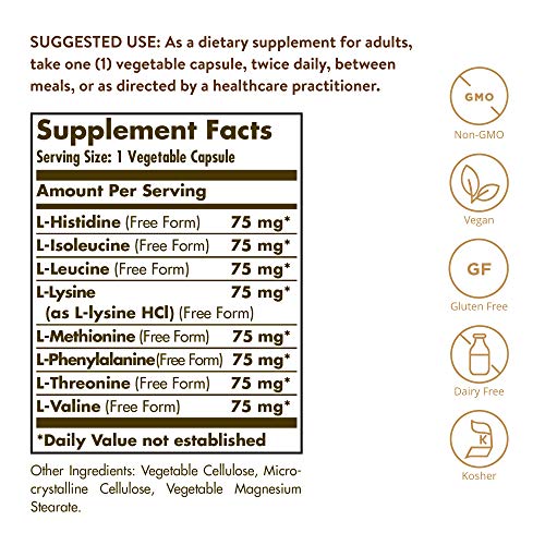Solgar Essential Amino Complex, 60 Vegetable Capsules - Free Form...