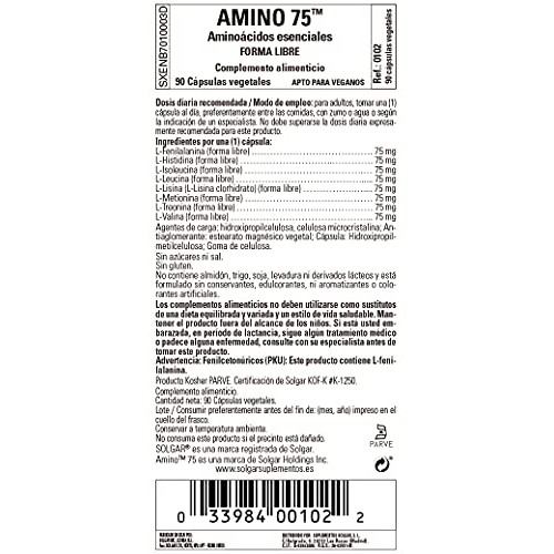 Solgar Essential Amino Complex, 90 Vegetable Capsules - Free Form...