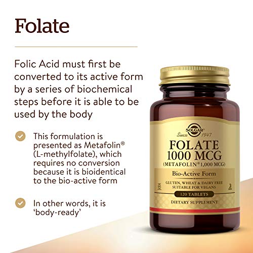 Solgar Folate 1000 mcg, 120 Tablets - 1000 mcg Bio-active Metafol...