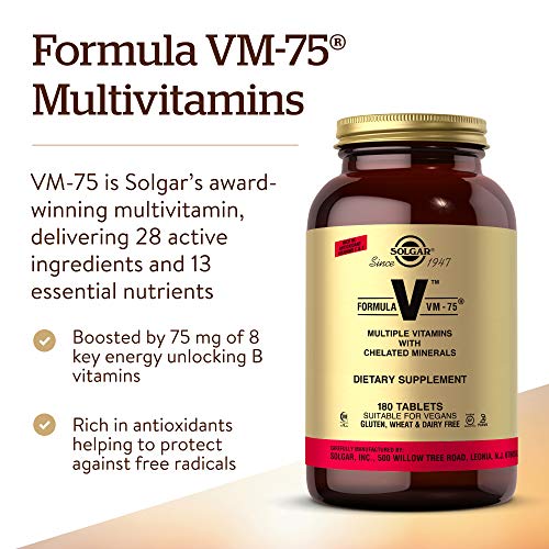 Solgar Formula VM-75, 180 Tablets - Multivitamin with Chelated Mi...