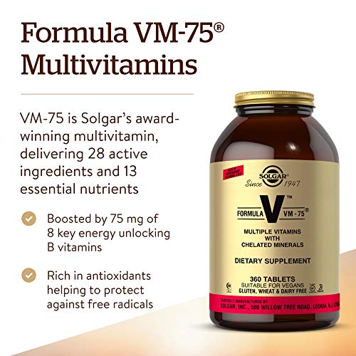 Solgar Formula VM-75, 360 Tablets - Multivitamin with Chelated Mi...