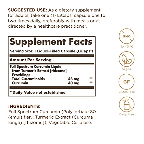 Solgar Full Spectrum Curcumin - 60 LiCaps, Pack of 2 - Superior A...