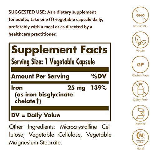 Solgar Gentle Iron, 180 Vegetable Capsules - Ideal for Sensitive ...