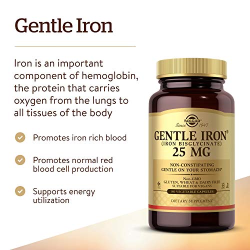 Solgar Gentle Iron, 180 Vegetable Capsules - Ideal for Sensitive ...