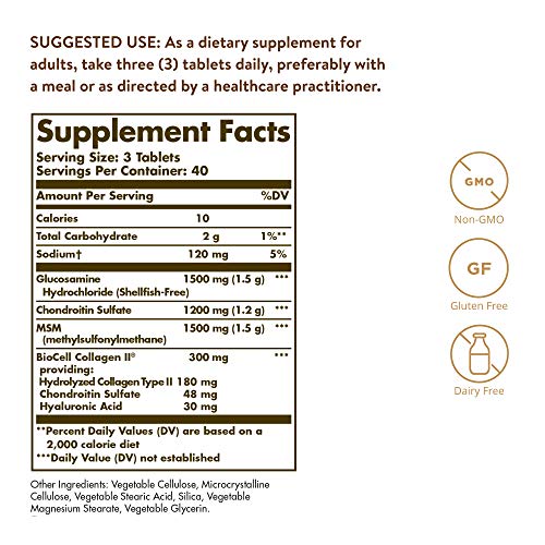 Solgar Glucosamine Hyaluronic Acid Chondroitin MSM, 120 Tablets -...