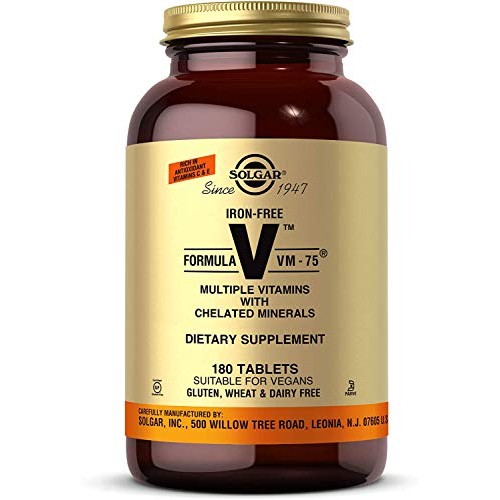 Solgar Iron-Free Formula VM-75, 180 Tablets - Multivitamin with C...