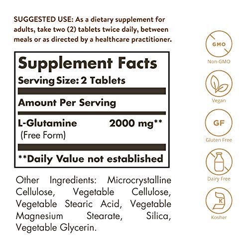 Solgar L-Glutamine 1000 mg, 60 Tablets - Natural Muscle Food - Pr...