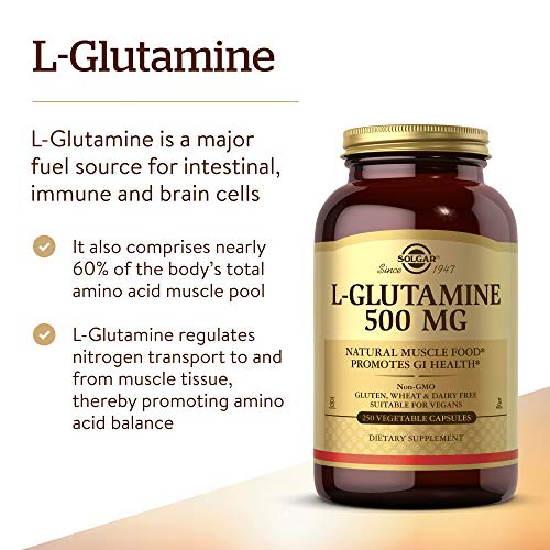 Solgar L-Glutamine 500 mg, 250 Vegetable Capsules - Natural Muscl...
