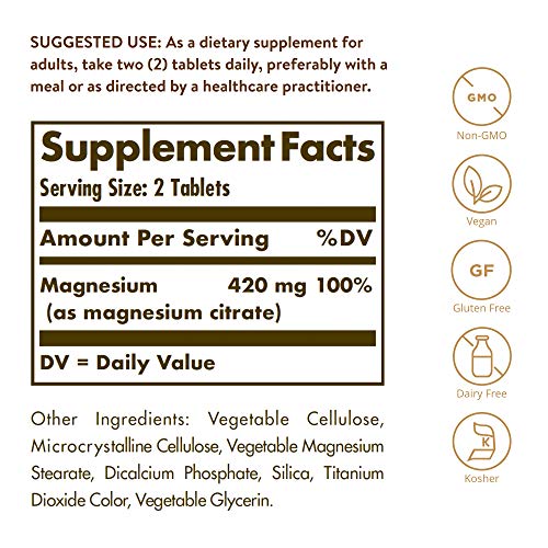 Solgar Magnesium Citrate, 120 Tablets - Pack of 2 - Promotes Heal...