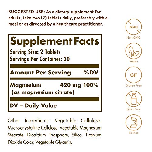Solgar - Magnesium Citrate, 120 Tablets, Supports Nerve and Muscl...