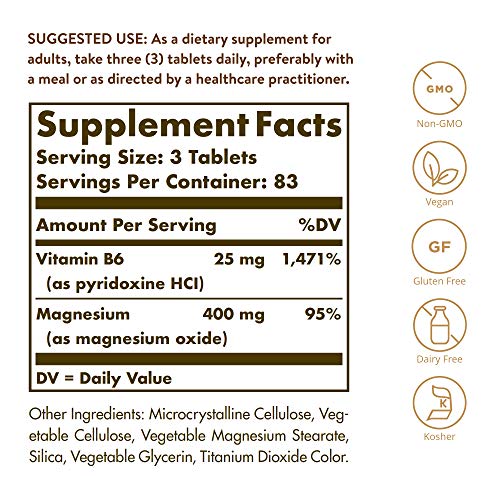 Solgar Magnesium with Vitamin B6, 250 Tablets - Promote Healthy B...