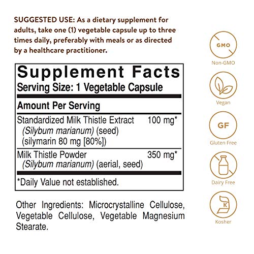Solgar Milk Thistle, 250 Vegetable Capsules - Liver Support - Ful...