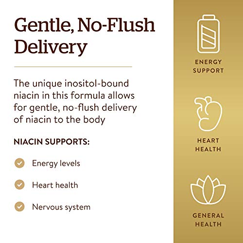 Solgar No-Flush Niacin 500 mg, 250 Vegetable Capsules - Cardiovas...