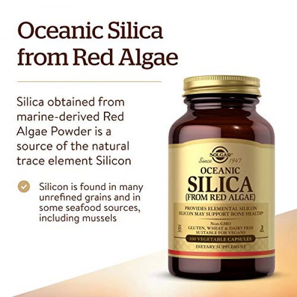 Solgar Oceanic Silica from Red Algae 25 mg, 100 Vegetable Capsule...