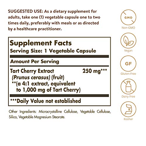 Solgar Tart Cherry 1000 mg, 90 Vegetable Capsules - 2 Pack - Anti...