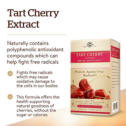 Solgar Tart Cherry 1000 mg, 90 Vegetable Capsules - 2 Pack - Anti...