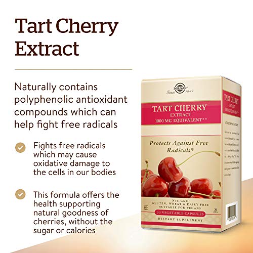 Solgar Tart Cherry 1000 mg, 90 Vegetable Capsules - Antioxidant w...