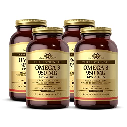 Solgar Triple Strength Omega 3 950 mg - 100 Softgels, Pack of 4 -...