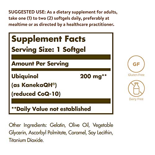 Solgar Ubiquinol 200 mg Reduced CoQ-10, 30 Softgels - Promotes ...