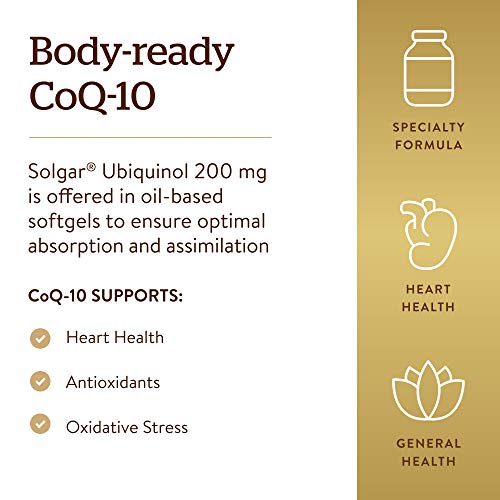 Solgar Ubiquinol 200 mg Reduced CoQ-10, 30 Softgels - Promotes ...