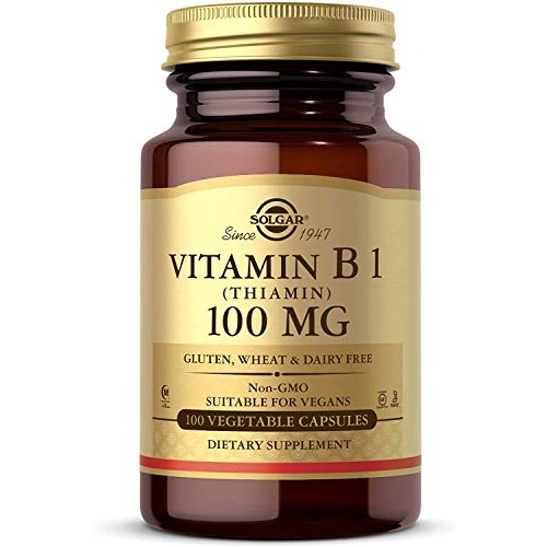 Solgar Vitamin B1 Thiamin 100 mg, 100 Vegetable Capsules - Ener...