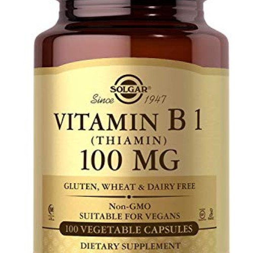 Solgar Vitamin B1 Thiamin 100 mg, 100 Vegetable Capsules - Ener...