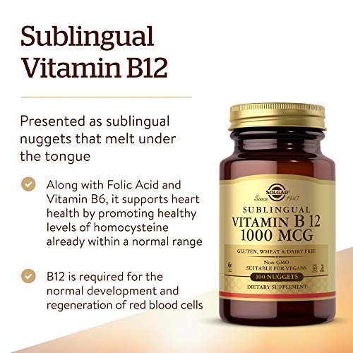 Solgar Vitamin B12 1000 mcg, 100 Nuggets - Energy Production, Red...
