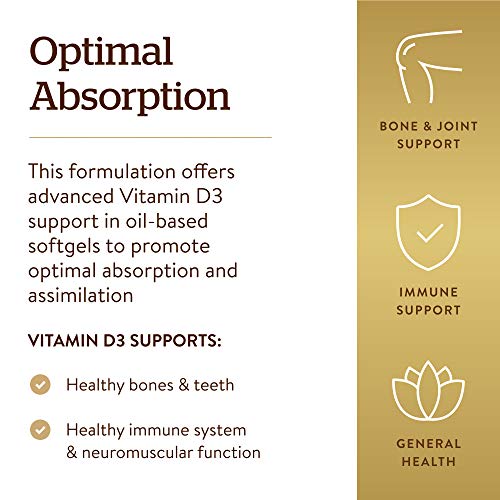 Solgar Vitamin D3 Cholecalciferol 250 MCG 10000 IU Softgels Helps...