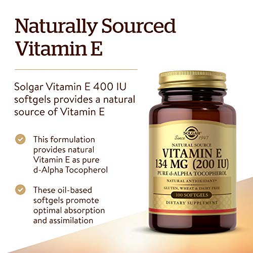 Solgar Vitamin E 200 IU Alpha, 100 Softgels - Antioxidant, Health...