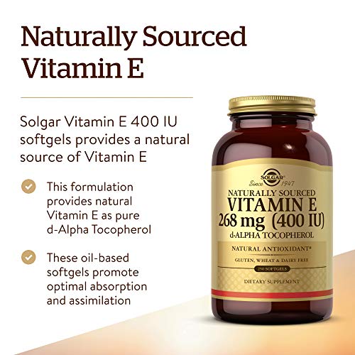 Solgar Vitamin E 268 mg 400 IU, 250 Alpha Softgels - Natural An...
