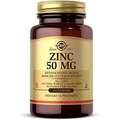 Solgar Zinc 50 mg, 100 Tablets - Zinc for Healthy Skin, Taste & V...