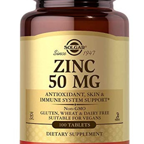 Solgar Zinc 50 mg, 100 Tablets - Zinc for Healthy Skin, Taste & V...