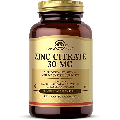 Solgar Zinc Citrate 30 mg, 100 Vegetable Capsules - Zinc for Heal...