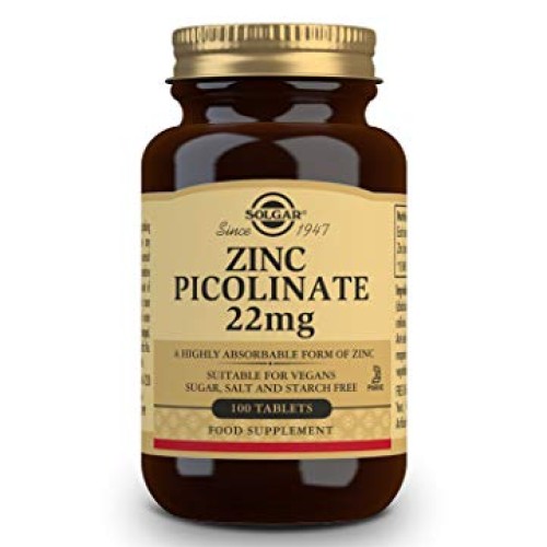 Solgar Zinc Picolinate 22 mg, 100 Tablets - Promotes Healthy Skin...