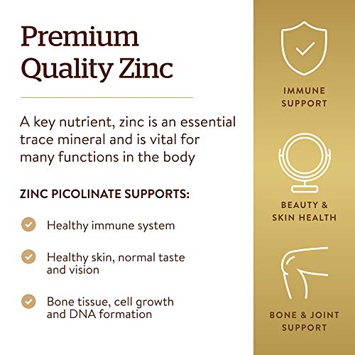 Solgar Zinc Picolinate 22 mg, 100 Tablets - Promotes Healthy Skin...
