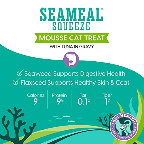 SeaMeal Squeeze Tuna Lickable Cat Treat with Seaweed for Skin, Co...