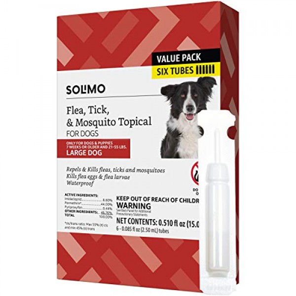 Amazon Brand - Solimo Flea, Tick & Mosquito Topical for Large Dog...
