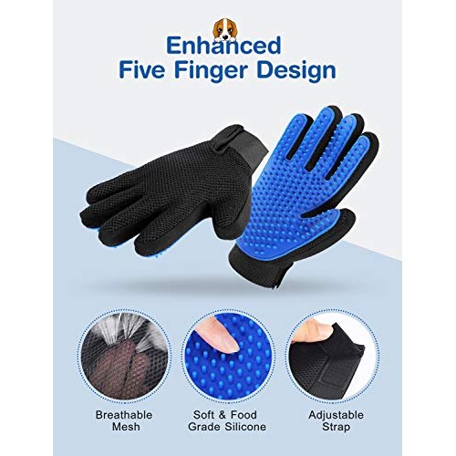 Pet Grooming Glove for Cat Dog, nomoypet Gentle Deshedding Brush ...