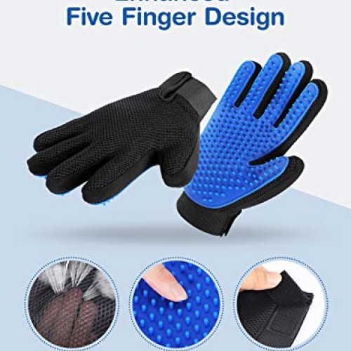 Pet Grooming Glove for Cat Dog, nomoypet Gentle Deshedding Brush ...