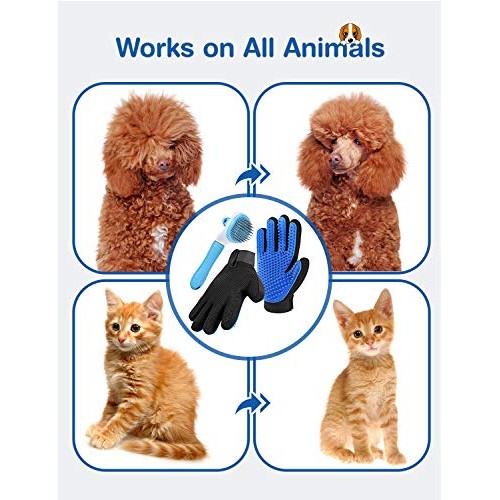 Pet Grooming Glove for Cat Dog, nomoypet Gentle Deshedding Brush ...